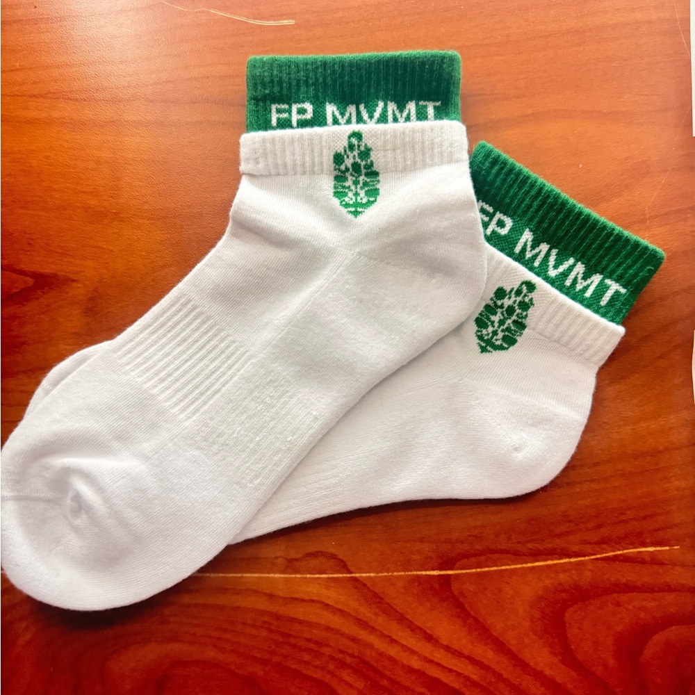 FP Movement by Free People White and Green Athletic Socks